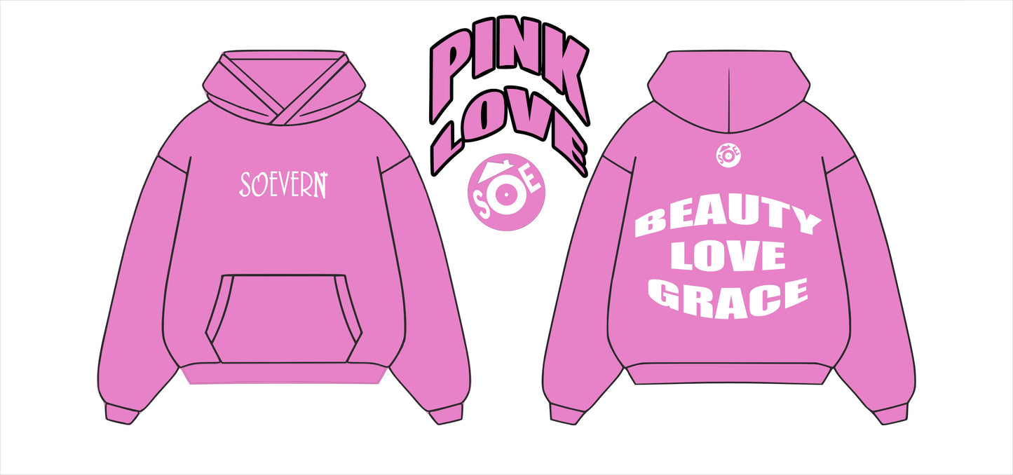 SOEVERN/QUEEN "PINK LOVE" Oversized Heavyweight Hoodie