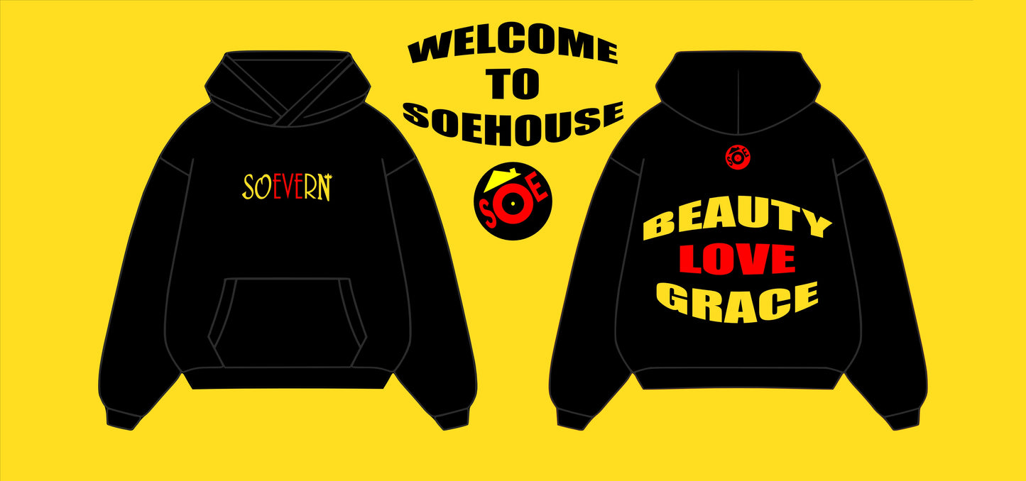 SOEVERN/QUEEN "WELCOME TO SOEHOUSE" Oversized Heavyweight Hoodie